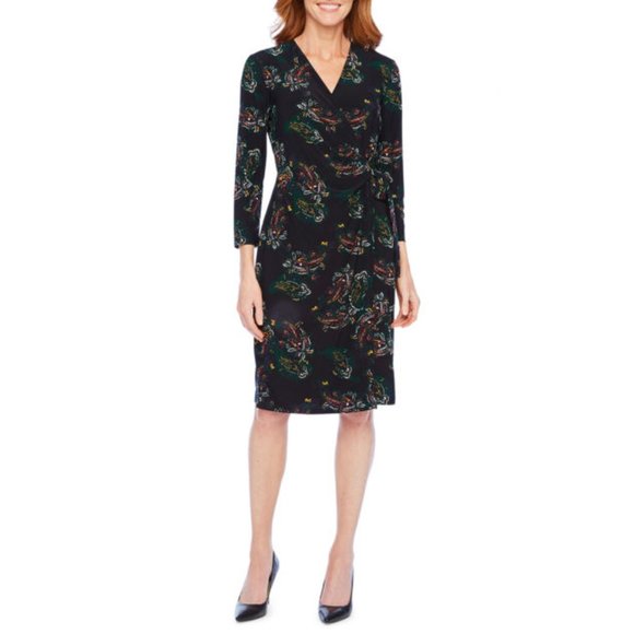 chiffon dress purple V Neck Floral Printed in Size:CUSTOM SIZE cat_date_night Calvin Klein Burgundy Party